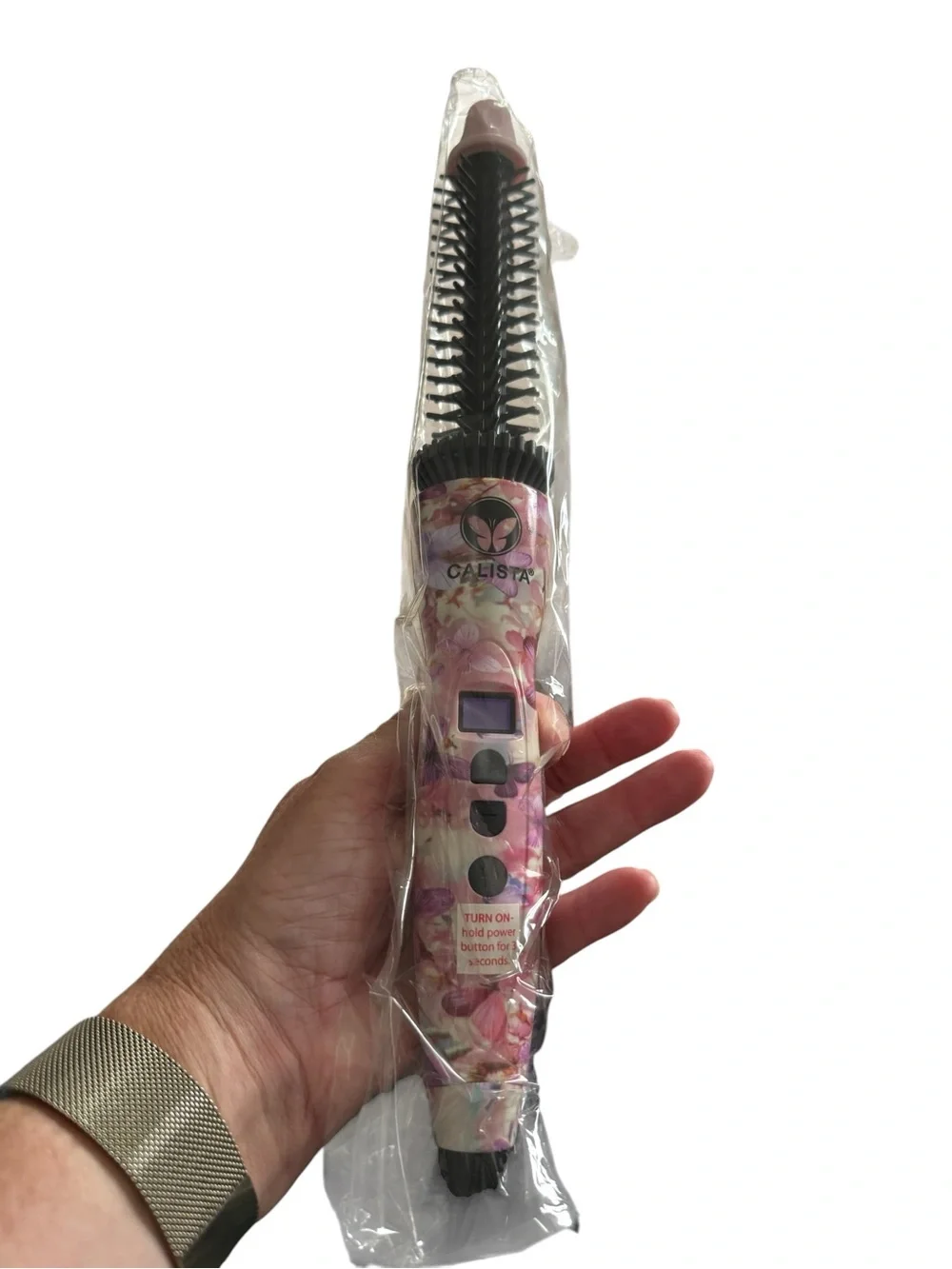 Calista NIB Perfecter Pro Thermal Brush , size .5 in, pink butterflies